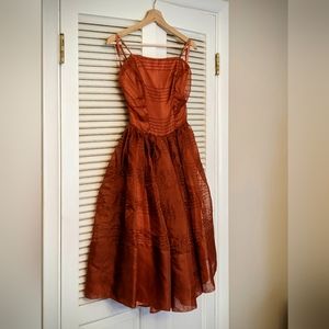 Vintage Cinnamon Organza Party Dress, Size 0